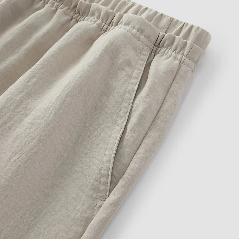 Semir Women Pants Solid Textured Ruffle Elastic Waist Loose Draped Long Summer 2026 Wide Leg Casual Trousers Bottom