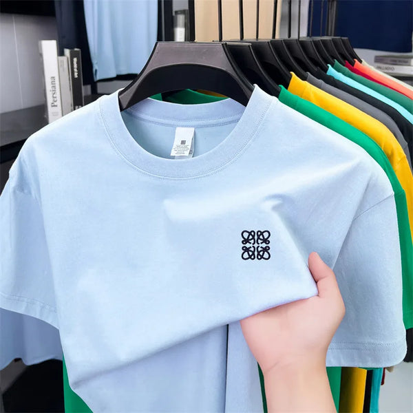 Original Brand Man Short-Sleeved T-Shirt 100%cotton Round Neck Exquisite Embroidery Spring New Tops Ventilate Leisure Mens Wear