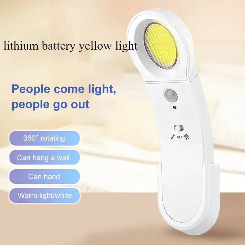 ភ្លើងពេលយប់ LED ដែលអាចសាកបានដោយ USB ឧបករណ៍ចាប់សញ្ញា PIR ចង្កៀងជញ្ជាំង COB ភ្លើងស្វែងរកចល័ត ភ្លើងបំភ្លឺក្នុងផ្ទះ ថ្ម AAA 3* ភ្លើងអាចបង្វិលបាន