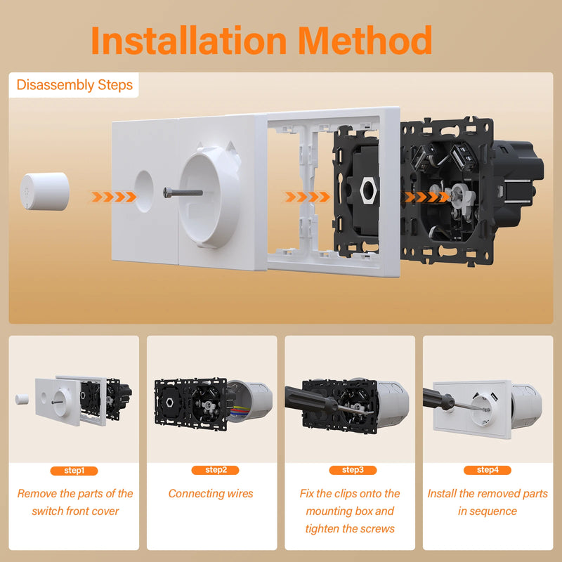 BSEED Light Dimmer Switch Rotary Knob Dimmer Switch Adjustable Brightness Controller Plastic Frame Button LED Bulb Dimmer Switch