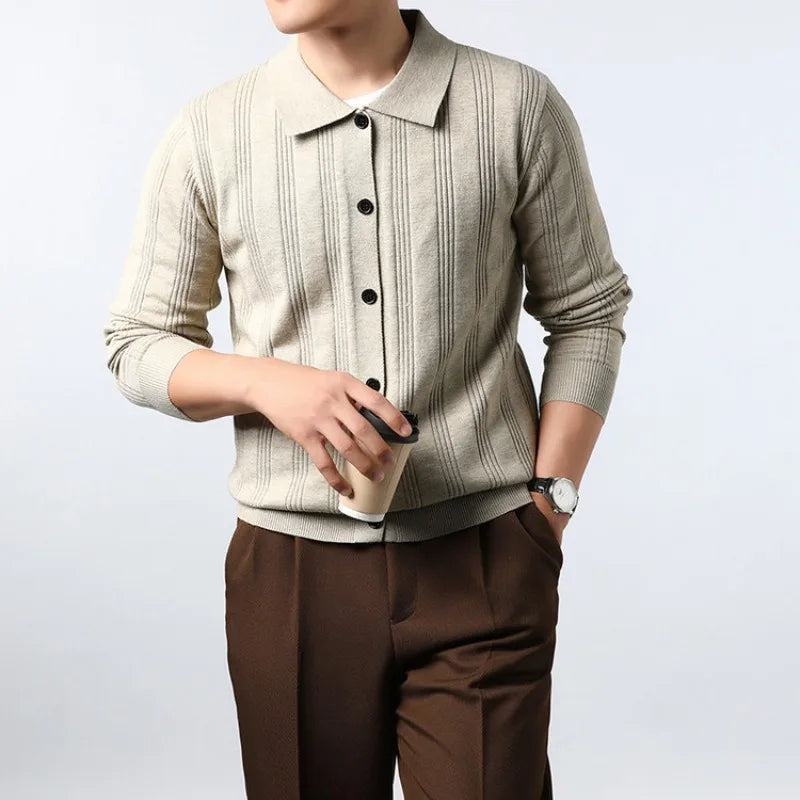 Men's Lightweight Knitted Cardigan – Breathable Business Casual Open Front Sweater, Soft Everyday Essential