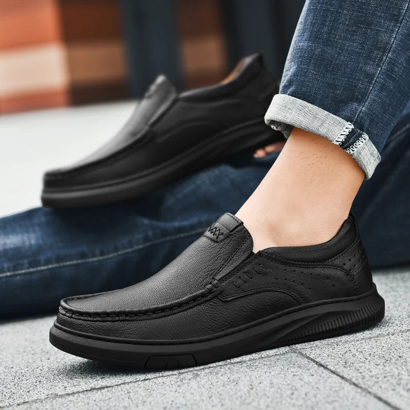 Men's casual leather shoes spring and summer fashion outdoor soft soles comfort shoes business dress leather shoes Driving shoes