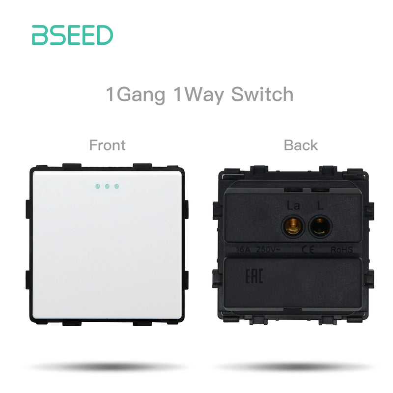 BSEED 1/2/3Gang 1/2Way Wall Button Switch Wall Power Socket Electrical Outlets Part Glass Frame DIY Module Part Free Combination