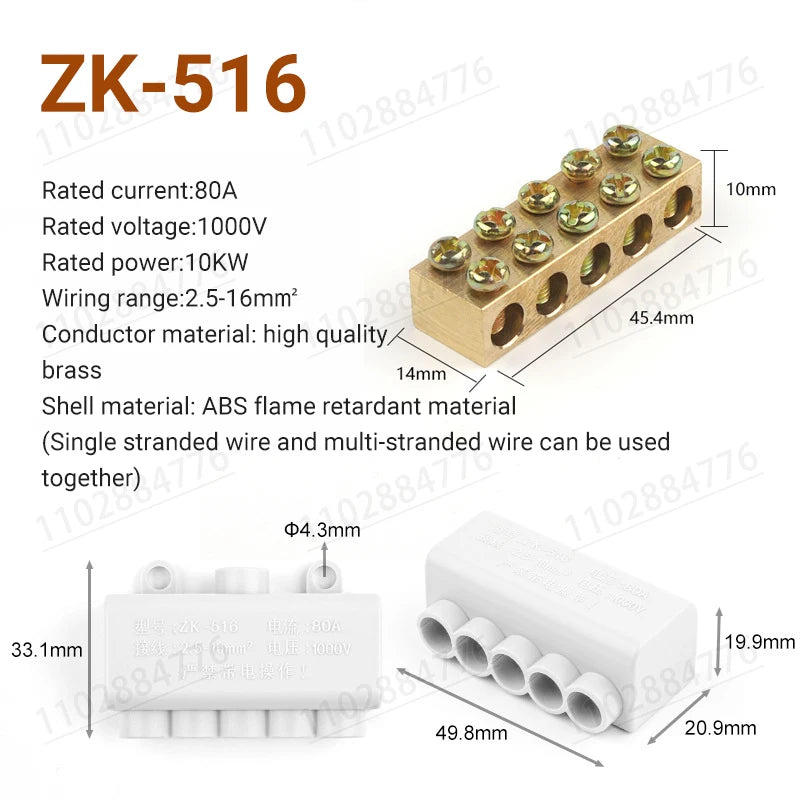 3PCS High Power Splitter Quick Wire Connector Terminal Block Electrical Cable Junction Box ZK-306 ZK-506 ZK-316 ZK516 Connectors