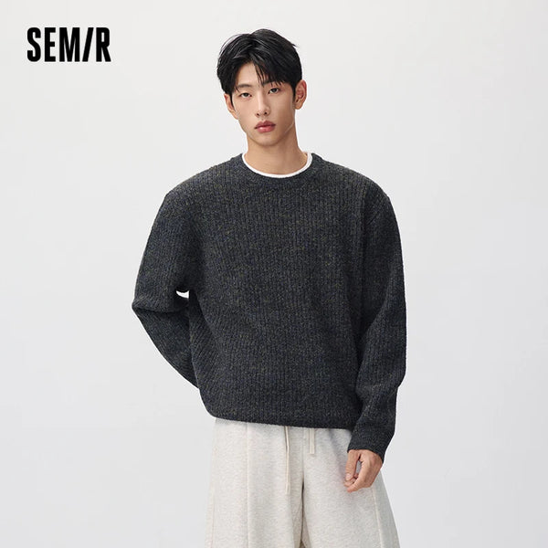 អាវយឺតប៉ាក់ Semir សម្រាប់បុរស រចនាបថបុរាណ រូបរាងជាស្រទាប់ ពណ៌ប្លុក រលុង កអាវមូល ឆ្នាំ២០២៦ សម្លៀកបំពាក់ប្រចាំថ្ងៃរដូវរងាថ្មី រចនាបថធម្មតាសម្រាប់ទីក្រុង