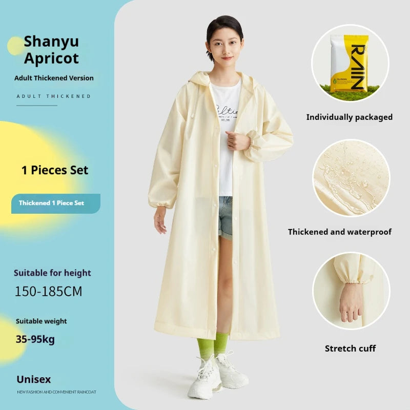 អាវភ្លៀង EVA ក្រាស់សម្រាប់មនុស្សពេញវ័យ ដែលអាចយកតាមខ្លួនបាន សម្រាប់ការធ្វើដំណើរក្រៅផ្ទះ ការប្រគំតន្ត្រី អាវភ្លៀងថ្លាមួយដុំ ដែលមិនអាចបោះចោលបាន