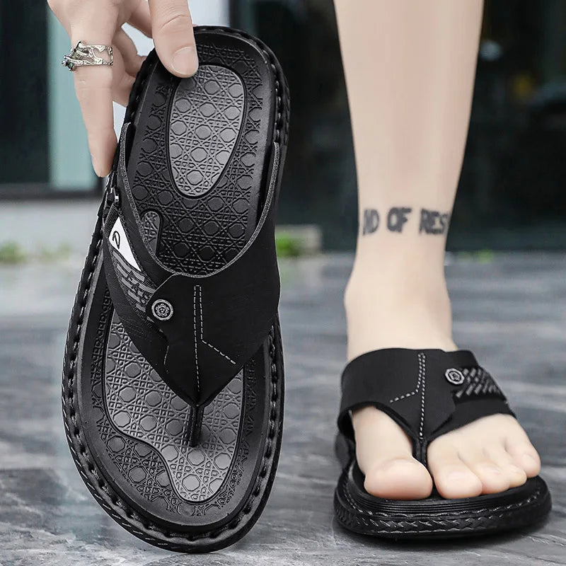 Men's high-quality flip-flops summer soft-sole non-slip outdoor beach shoe fashion breathable lightweight casual sports slippers