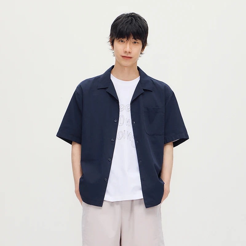 Semir Men Shirt Twill Texture Loose Cuban Collar Short Sleeve Shirt 2026 Summer Casual