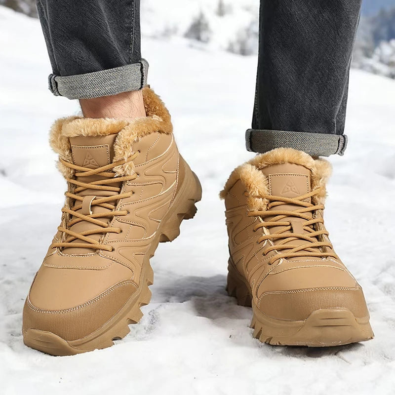 Men's Combat Boots Winter Warm Plush Light Breathable Casual Hiking Walking Cotton Boots Outdoor Jungle Anti-slip Training Boots