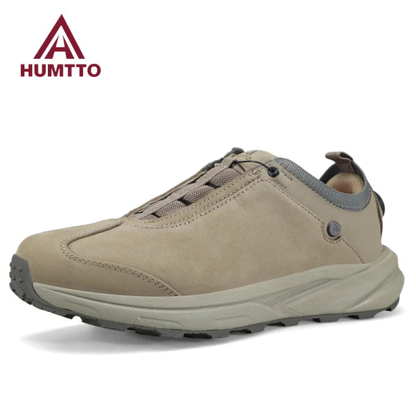 HUMTTO Hiking Shoes Man Breathable Outdoor Water-resistant Non-slip Mens Sneakers 2026 Winter Genuine Leather Men Trekking Shoes