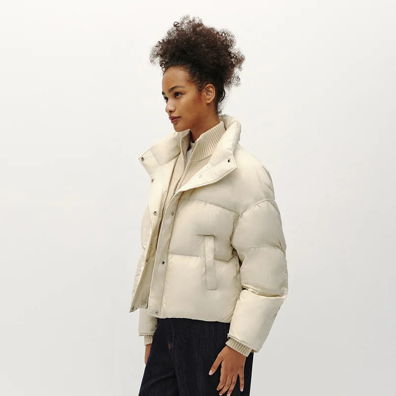 Semir Women Down Jacket Water Repellent 90 Percent Down Fill Layered Look Loose Fit Puffer Shape 2026 Winter Warm Insulation