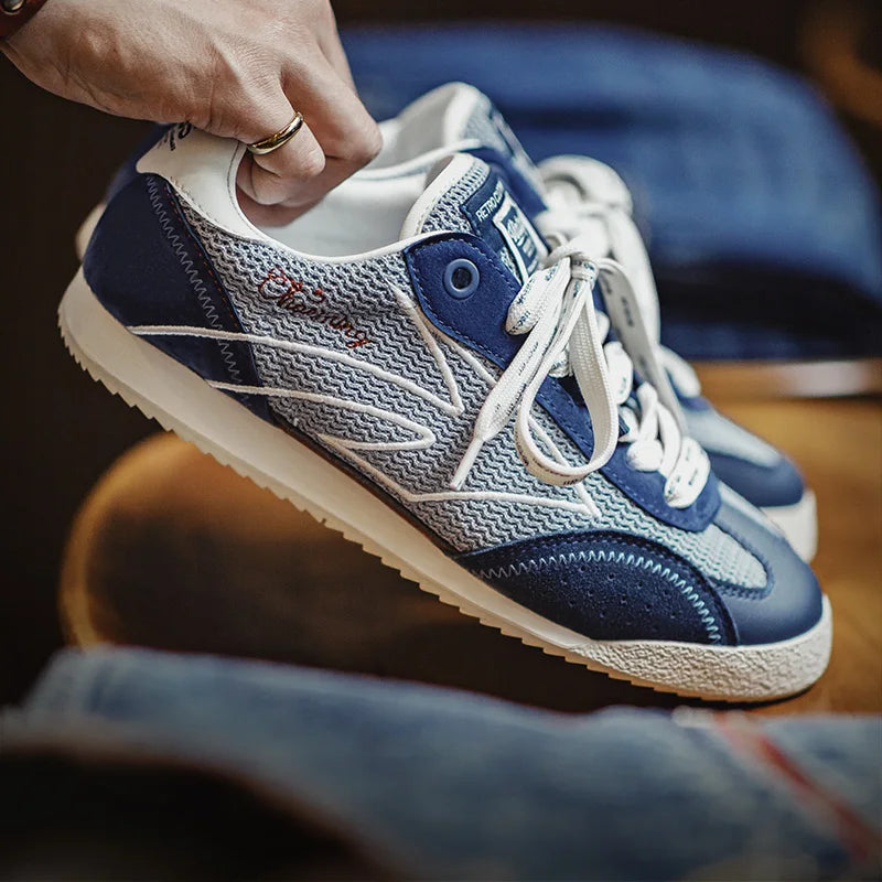 Maden Men's Breathable Running Shoes Patchwork Mesh Synthetic Upper with Cushioned Sole Lightweight Lace-Up Sneakers for Jogging