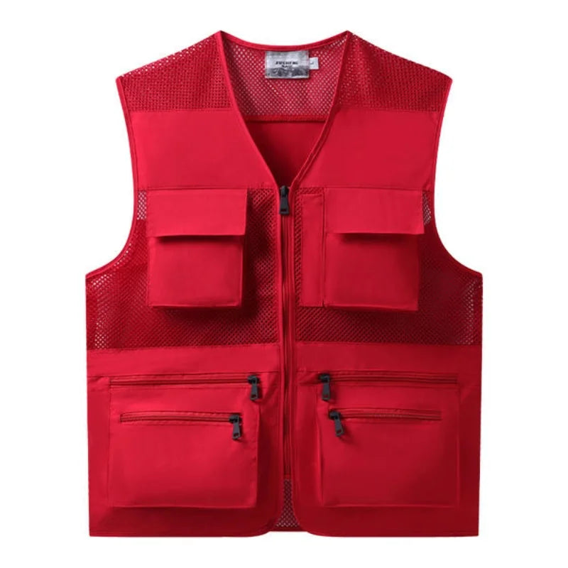 Oxford Fabric Three-dimensional Multi-pocket Vest Fashionable Breathable Outdoor Men's Sleeveless Top Comfortable Fit
