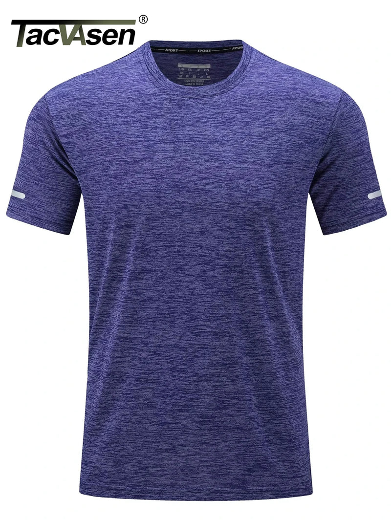 TACVASEN Quick Dry Summer T-shirts Mens Running Jogging T-shirts Crew Neck Athlete Sports Gym Fitness Pullover Reflective Shirts