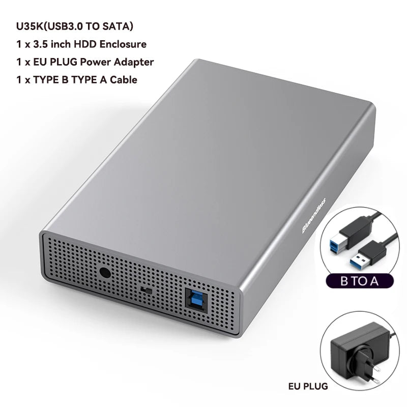 ប្រអប់ Blueendless ទំហំ 3.5 អ៊ីញ សម្រាប់ភ្ជាប់ថាសរឹងខាងក្រៅ SATA ទៅ USB 3.0 សម្រាប់ថាស SSD ទំហំ 2.5 អ៊ីញ និង 3.5 អ៊ីញ សម្រាប់កុំព្យូទ័រ