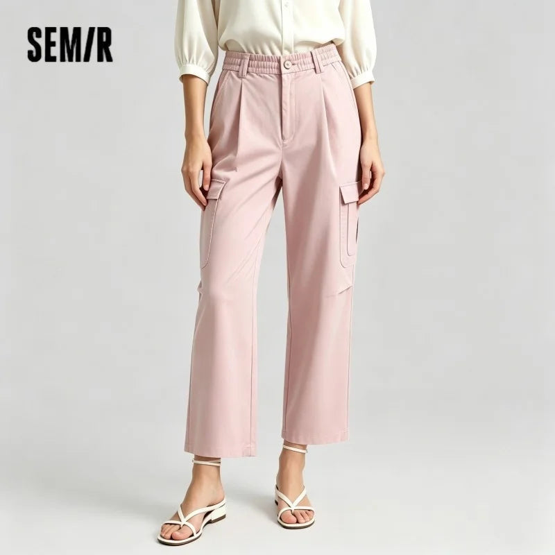 Semir Women Pants Pleated 2026 Drawstring Elastic Waist Workwear Wide Leg Urban Casual Everyday Style Soft Comfortable