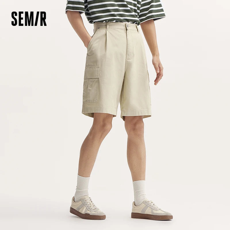 Semir Casual Mid-Length Shorts Men Workwear Loose Straight Fit 2025 Summer New Cotton Fashionable Versatile 5-Inch Shorts