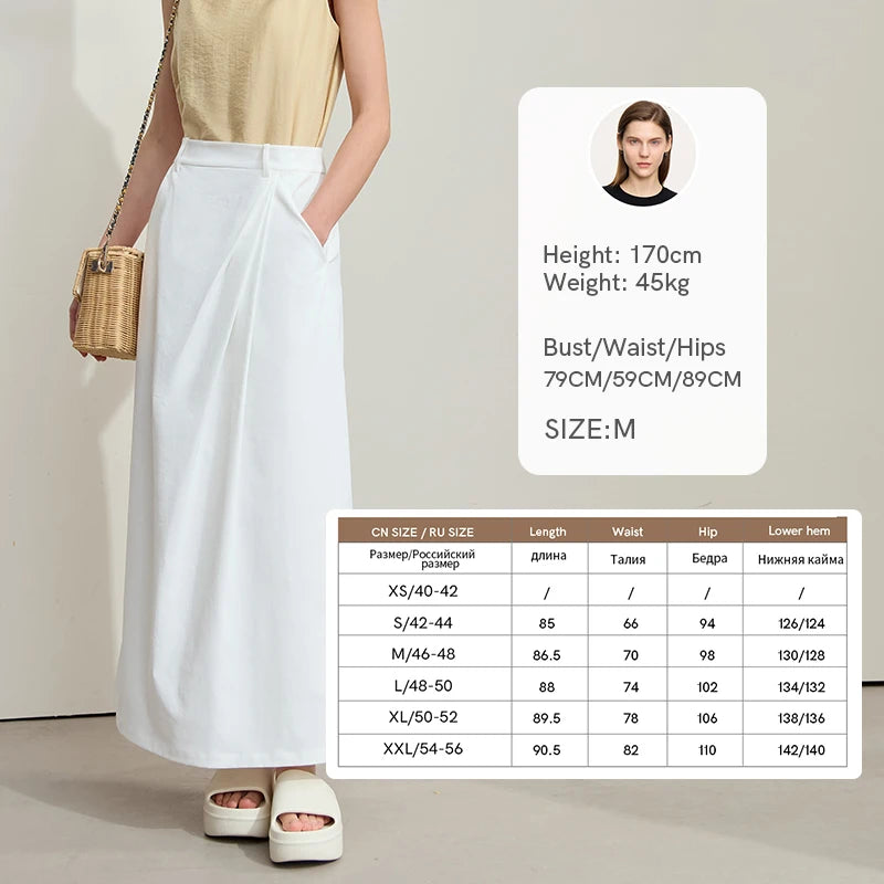 សំពត់វែងថ្មី Amii Minimalism 2025 សម្រាប់នារី រដូវក្តៅ ពណ៌ខ្មៅ រំយោល ឆើតឆាយ សម្រាប់នារីការិយាល័យ ធ្វើដំណើរ សំពត់រលុង 12542102