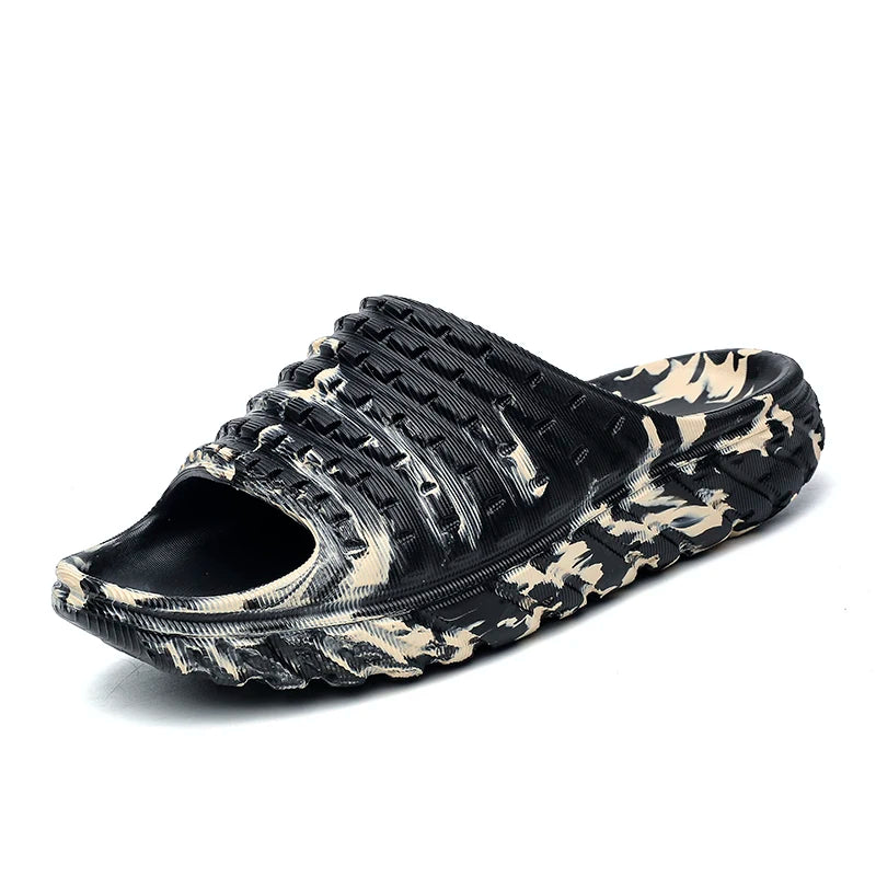 Mens Wide Toe Camouflage Slide Sandals Thick Platform EVA Open Toe Slippers Non Slip Comfort Casual Slides for Indoor Outdoor
