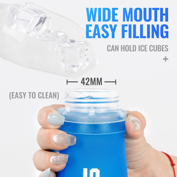 WRELS Sports Soft Water Bottle BPA Free Hydration Flask TPU Collapsible Squeeze Running Hiking Outdoor Marathon Handheld Kettle