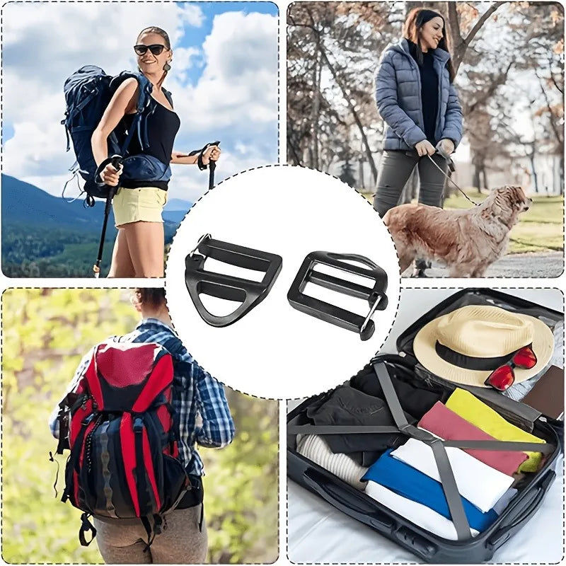 6pcs/12pcs Adjustable Slider Buckle Webbing Clip Quick Release Fastener Backpack Strap Buckle for Outdoor Hiking Repair.