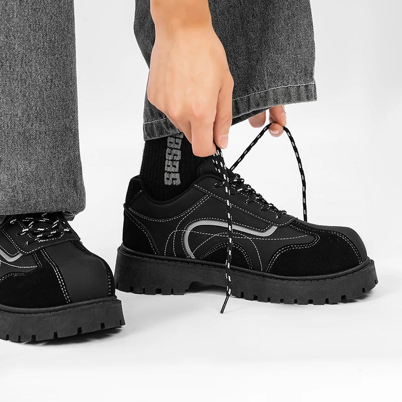 Men's Thick sole big head casual shoes four season breathable light soft-sole anti-slip outdoor walking shoes comfort board shoe