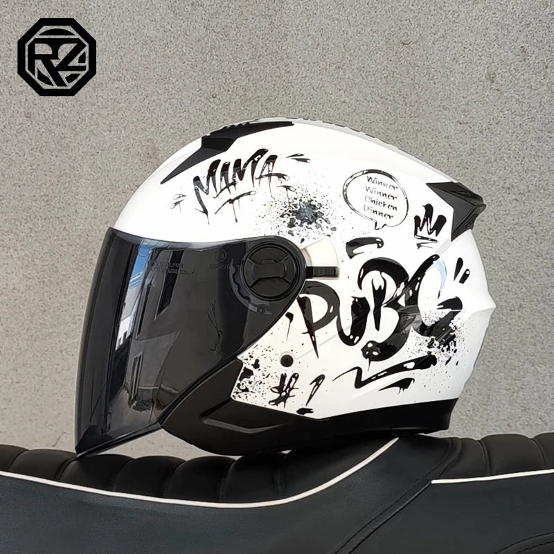 ORZ Motorcycle half Helmets Dual Lens Scooter Moto Helmet Casco village Riding capacete de moto motocross Helmets