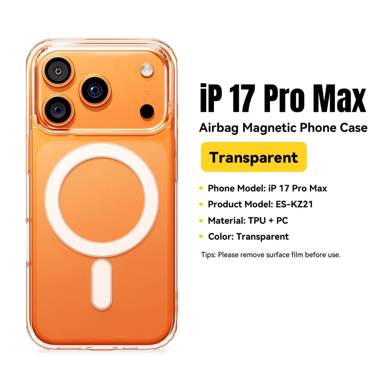 ស្រោម ម៉ាញេទិក Essager សម្រាប់ iPhone 17 Series ស្រោមការពារការប៉ះទង្គិច សាកថ្មឥតខ្សែ សម្រាប់ Magsafe សម្រាប់ iPhone 17 Pro Max 17 Air