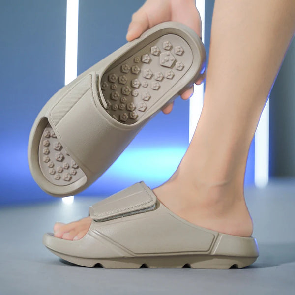 Mens Foot Massage Slippers Comfort Footbed Slide Slipper Hook & Loop Open Shoes Slides Indoor Outdoor Beach Sandals High Quality