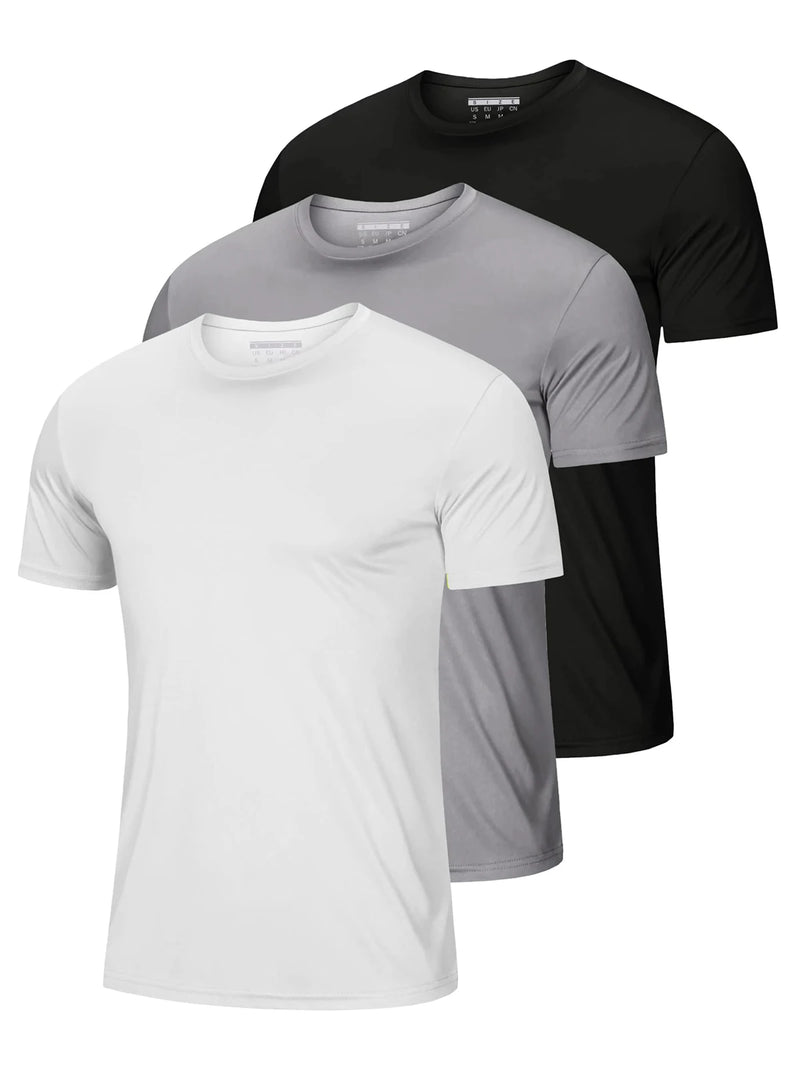 TACVASEN Men's 3 Pack UPF 50+ Sun Protection T-Shirts, Breathable Quick Dry Short Sleeve Tees for Running Hiking