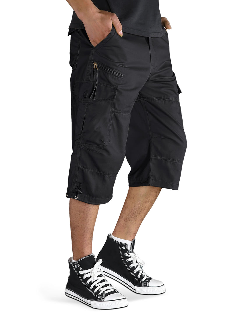 TACVASEN Mens Cargo Below Knee Length 3/4 Long Shorts Summer Breathable Outdoor Capri Pants Twill Work Pants With Multi Pocket