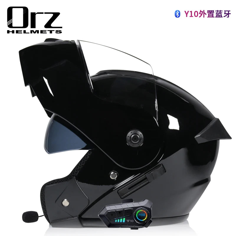 Bluetooth Motorcycle Full Face Helmet Men Women Safety Downhill Motocross Racing Modular Flip Up Helmet Casco Moto DOT Approved