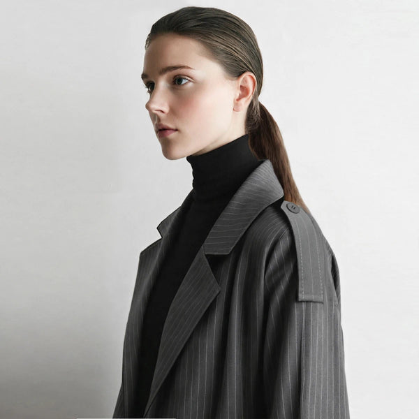 Amii Women Long Trench Coat Lapel Collar Double-Breasted Oversized Slimming Minimalist Commuter Autumn Female Clothing 12643065