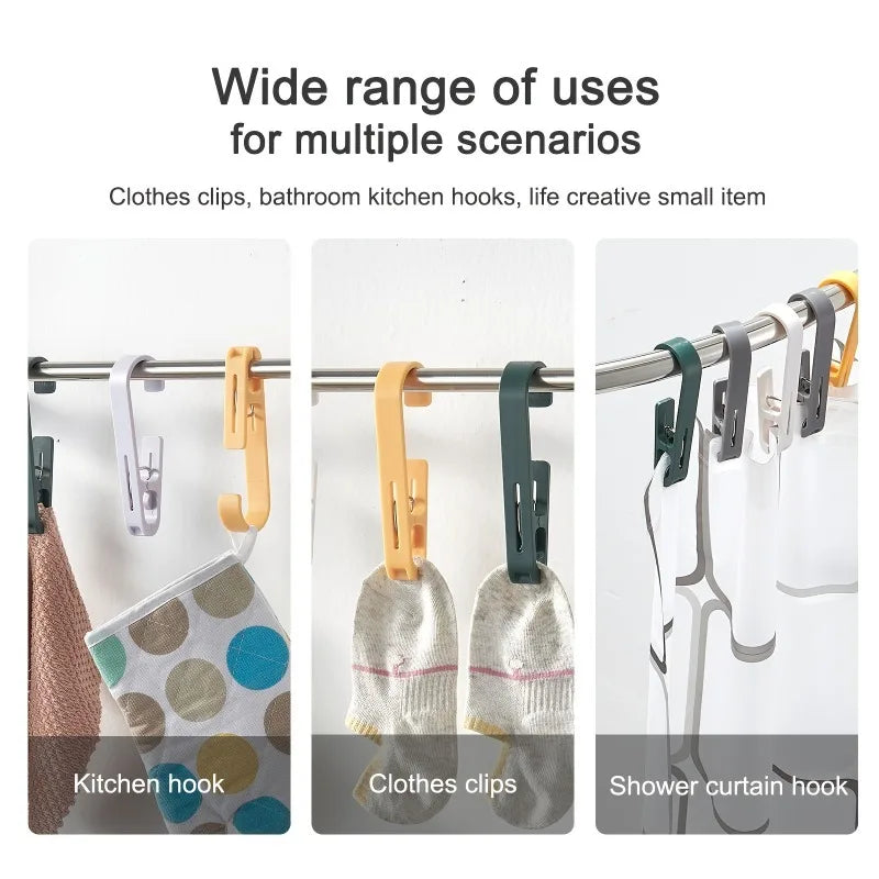 2pcs Heavy Duty Plastic Clothes Pins Towel Clips with S Hooks Multipurpose Laundry Hanging Clips for Home Apparel Store.