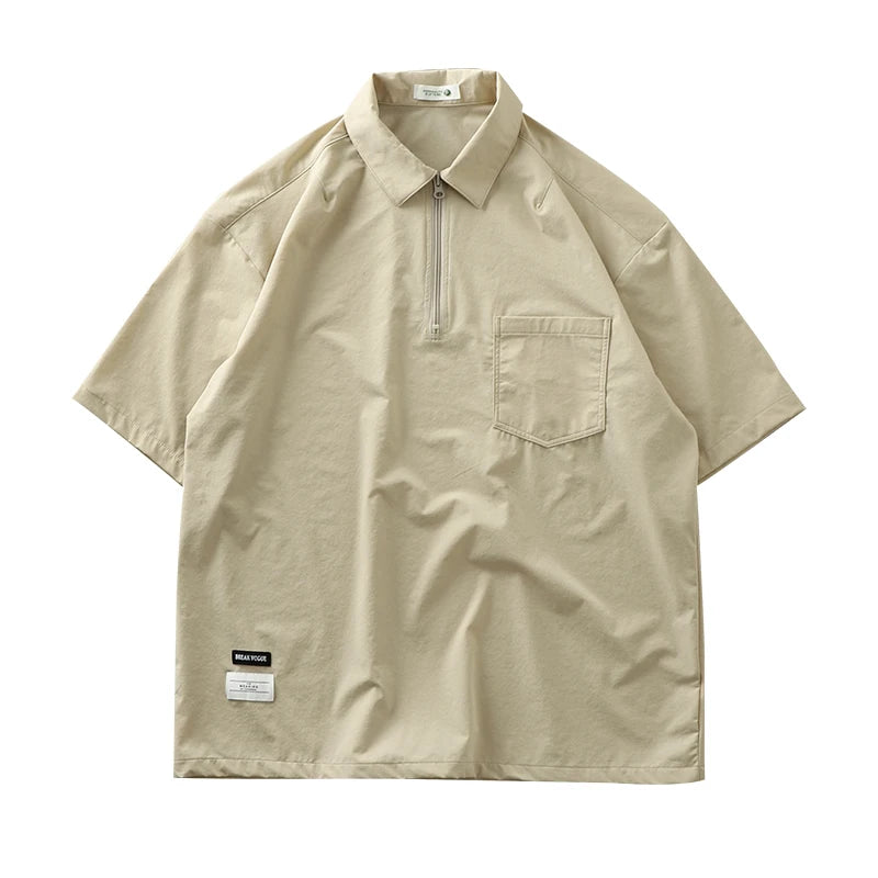 Dukeen Workwear Polo Shirt Men Short-Sleeved T-Shirt Summer Vintage Pocket Golf Shirt Quick-Drying Ice Silk Men's Clothing