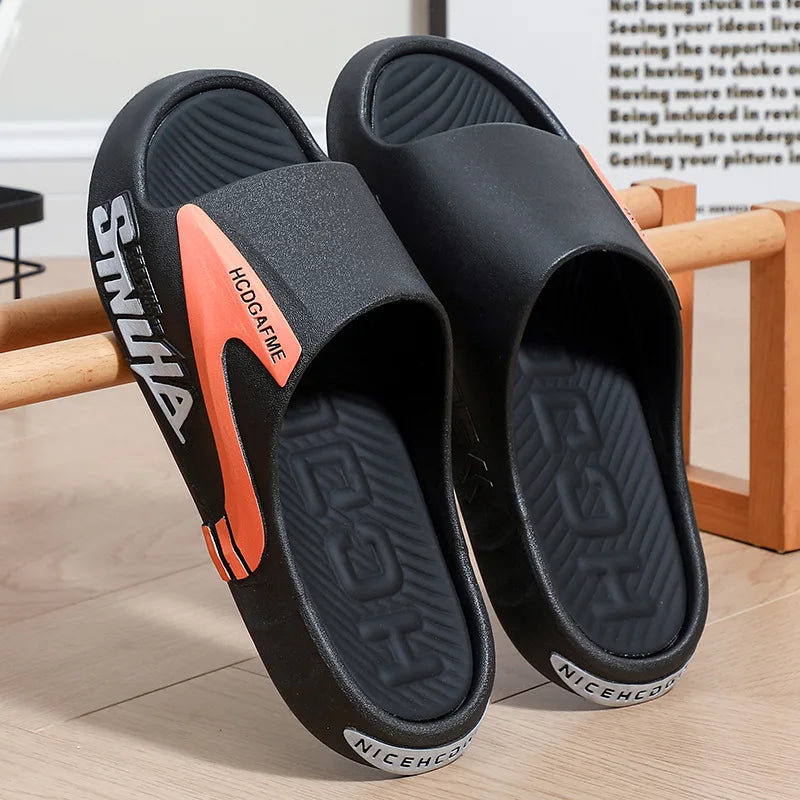 Men's Fashion Summer Thick Soles Wear-Resistant Indoor and Outdoor Slippers Bathroom Anti Slip Soft Soles Comfort Casual Sandals