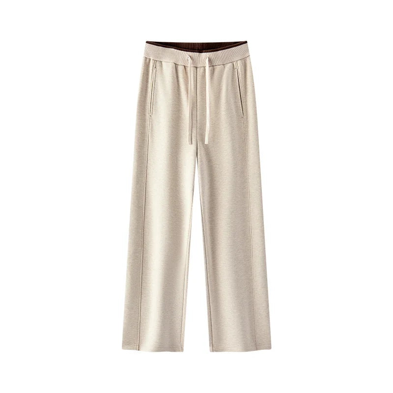 Semir Women Pants Wool Look Fabric Color Block Wide Leg Elastic Waist Everyday Style Soft Touch 2026 Winter Full Length