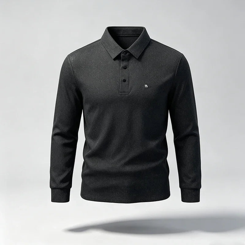 New Mens Lapel Long Sleeve Polo Shirts Anti Wrinkle Soft Touch Fabric Slim Silhouette Office And Daily Wear Tops