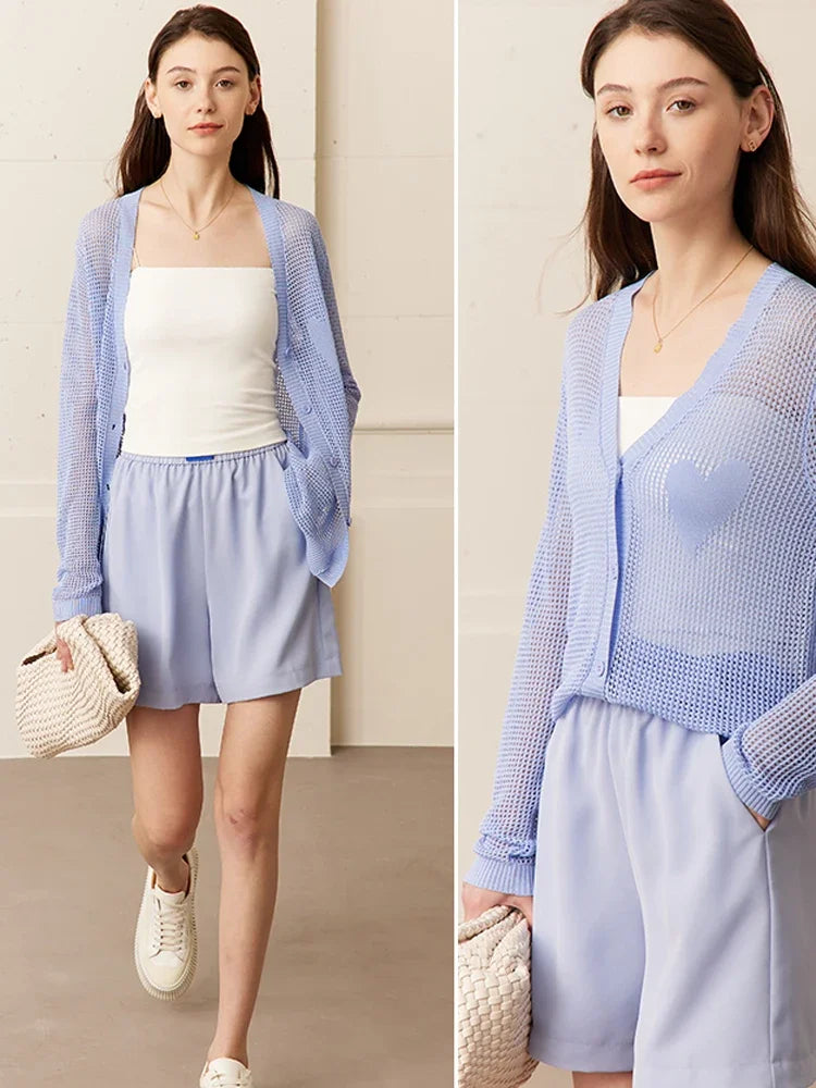 អាវក្រៅ AMII Minimalism សម្រាប់ស្ត្រី រដូវស្លឹកឈើជ្រុះ ឆ្នាំ២០២៣ ម៉ូដថ្មី ក V រលុង ឆើតឆាយ ងាយស្រួលប្រើ អាវក្រៅការិយាល័យ 12341151