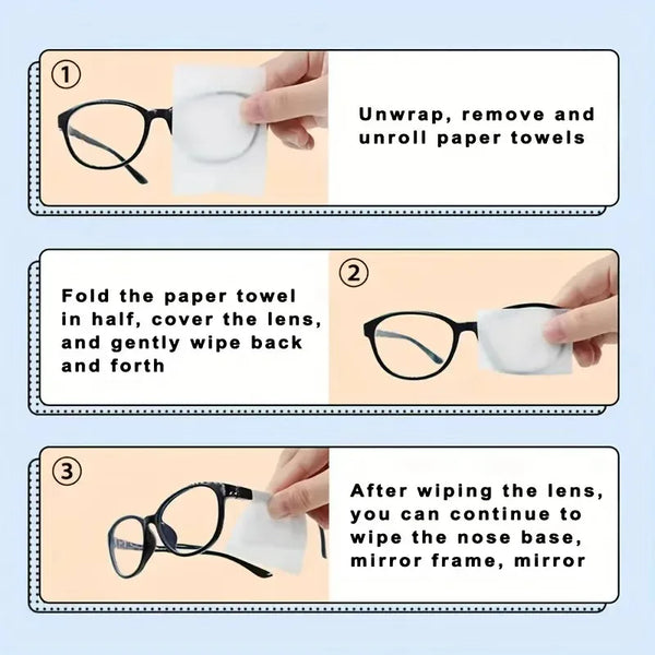 Disposable Eyeglass Cleaning Wipes Individually Packaged Suitable for Eyeglasses Smartphones Tablet Screens No Residue