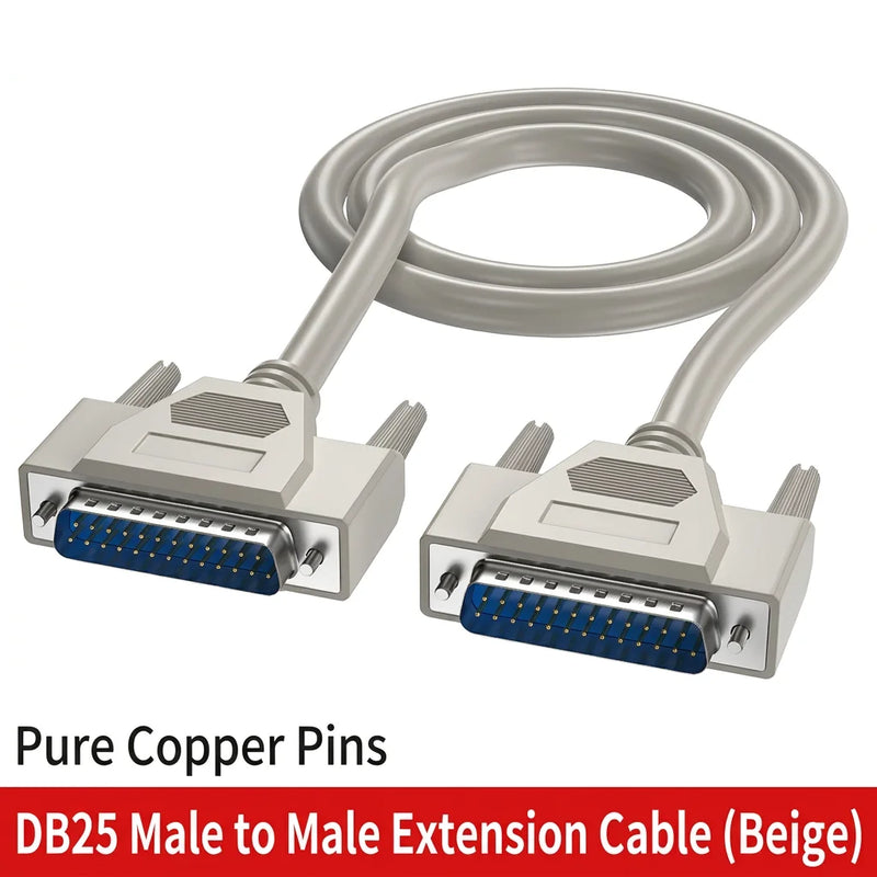 DIVEDEER Pure Copper DB25 Extension Cable Male to Male & Male to Female 25-Pin Parallel Cable Shielded Data Wire for PC, Printer