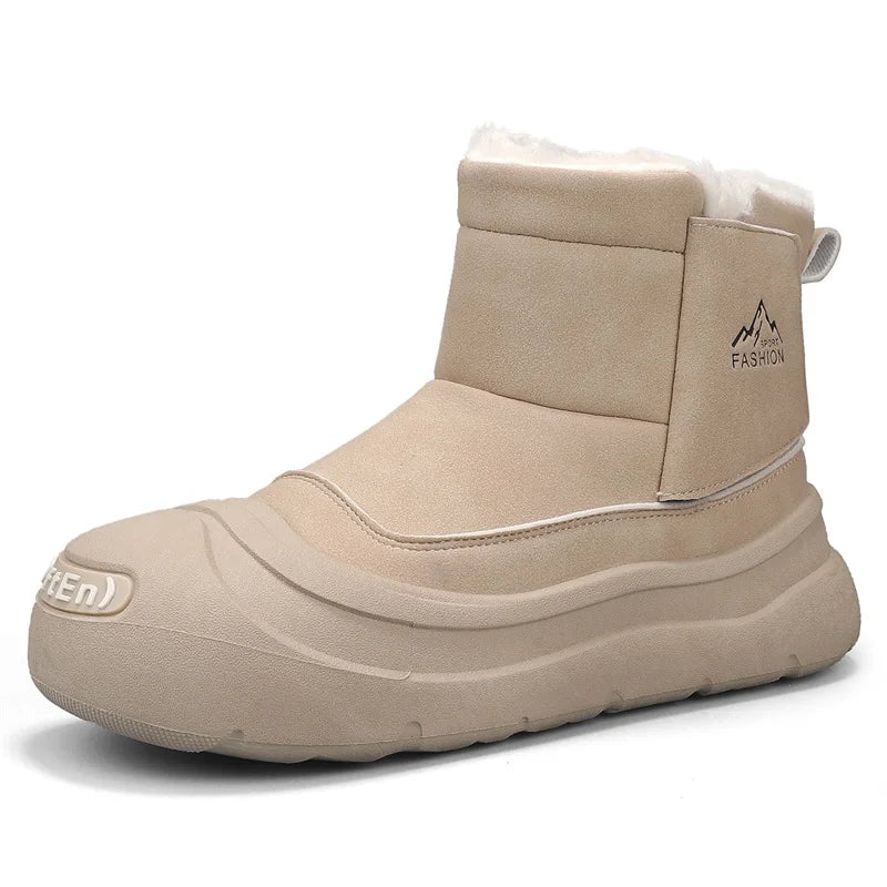 Men's snow boots winter warm plush cotton shoes soft sole non-slip high top boots fashion youth Joker outdoor sports work boots