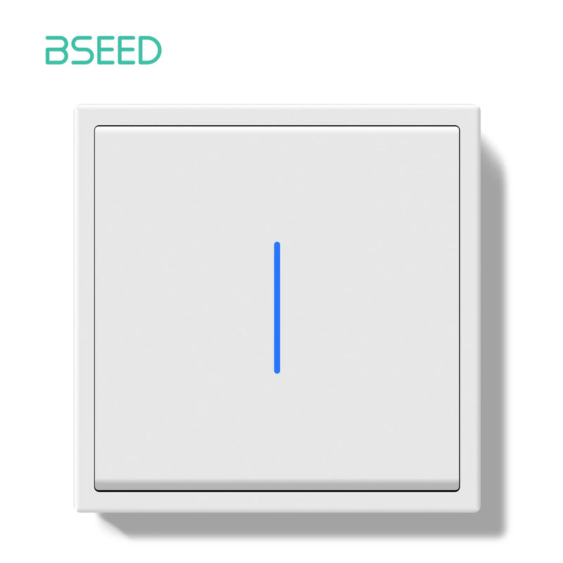 BSEED Mechanical Button Light Switch 1/2Gang 1Way With 65W USB Type-C Fast Charge Socket Plastic Frame Switch With LED Indicator