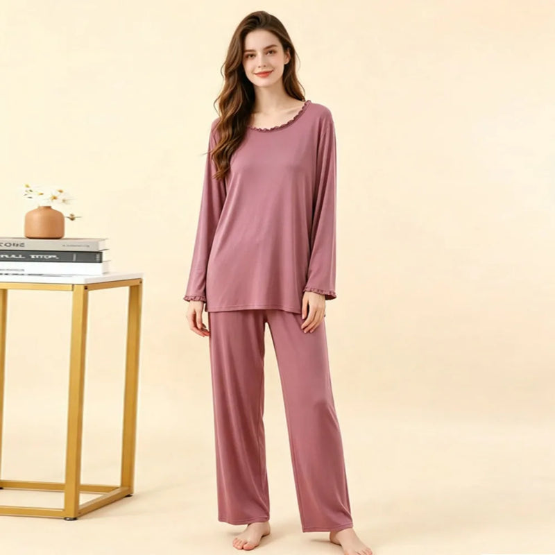 Modal Pijama Two-Piece Women's Set Pajamas for Lady Home Wear Spring Autumn Long Sleeve Sleepwear for Sleeping Pyjama Set