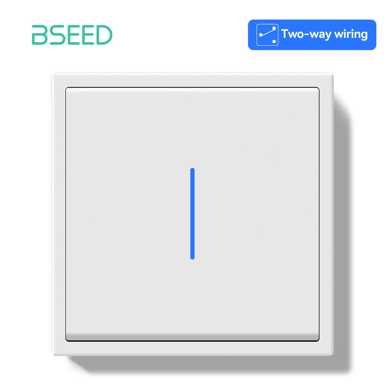 BSEED E Series 1/2/4/8 Packs 1Gang 2Way Button Light Switch Plastic Frame Wall Light Switch On Off For Stairs LED Backlight