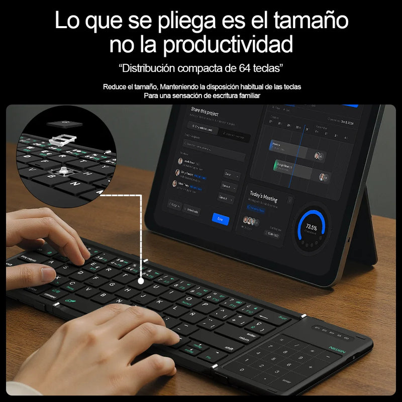 NILLKIN Mini Folding Wireless Bluetooth Keyboard Spanish Arabic German with Touchpad for PC Mac Smartphone Windows Android IOS