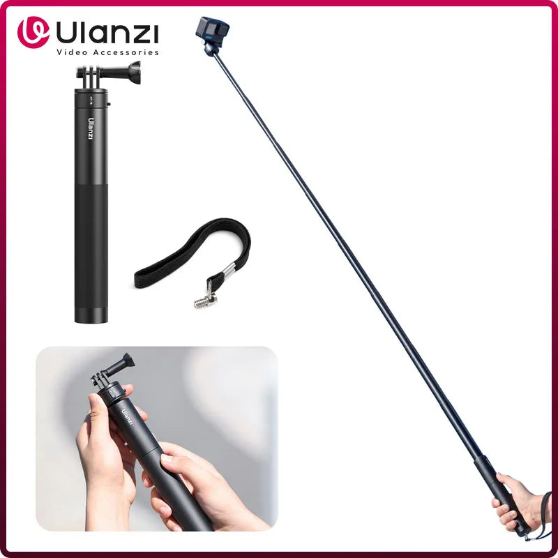 ដំបងថតរូប Selfie Ulanzi Go-Quick II ទំហំ 59 អ៊ីញ ធ្វើពីម៉ាញេទិក អាចដោះចេញបានលឿន សម្រាប់កាមេរ៉ា Gopro ដែលអាចមើលមិនឃើញ និងកាមេរ៉ាសកម្មភាព Insta360