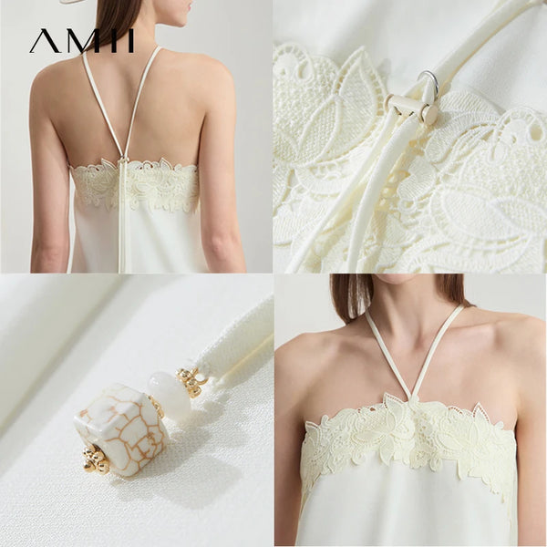 AMII រ៉ូបខ្លីរដូវក្តៅបែប Minimalist សម្រាប់នារី ដៃអាវក្រាស់ រ៉ូប A Line សម្រាប់នារីការិយាល័យ រ៉ូបថ្មីសម្រាប់នារី រ៉ូបចរ 12552043