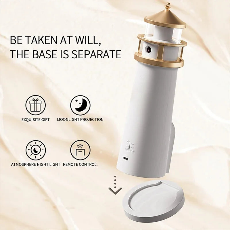 Moon Projection Lighthouse Night Lights Motion Sensor Dimmable Timing Ambient Lamp Decor Bluetooth Music Christmas Birthday Gift