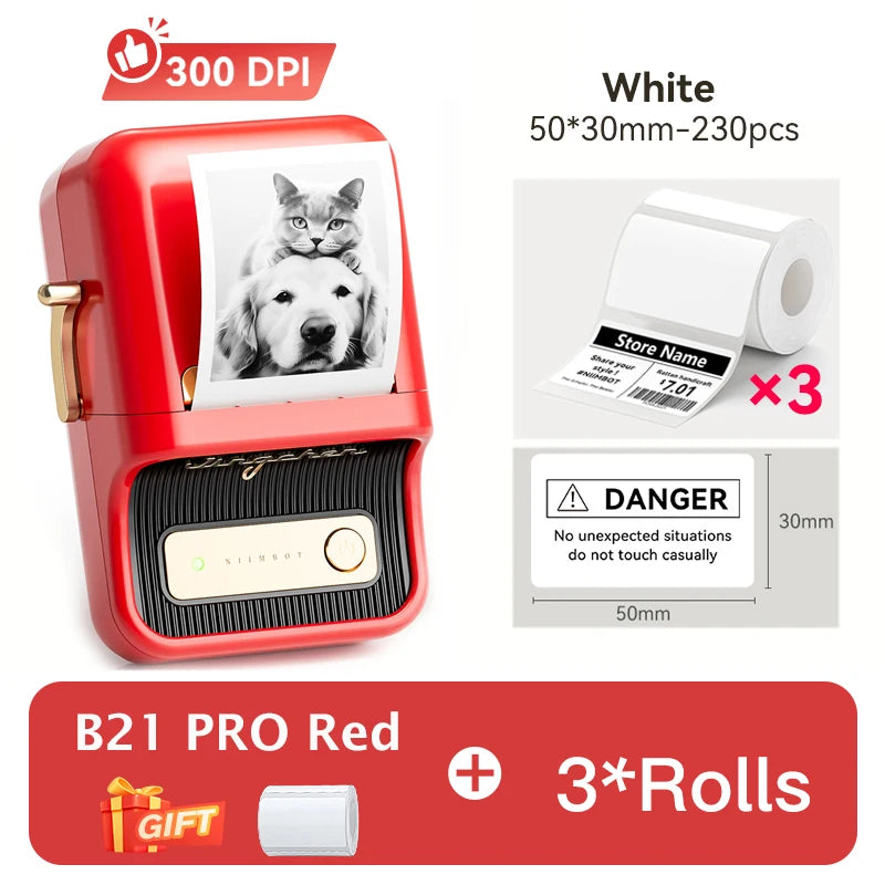 Niimbot B21 Pro 300DPI HD Printing Portable Thermal Printer Self-adhesive Label Printer Sticker Maker For Photos Receipts Note